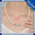 AA 8-9mm china wholesale freshwater pearl pendent necklace with beautiful bowknot